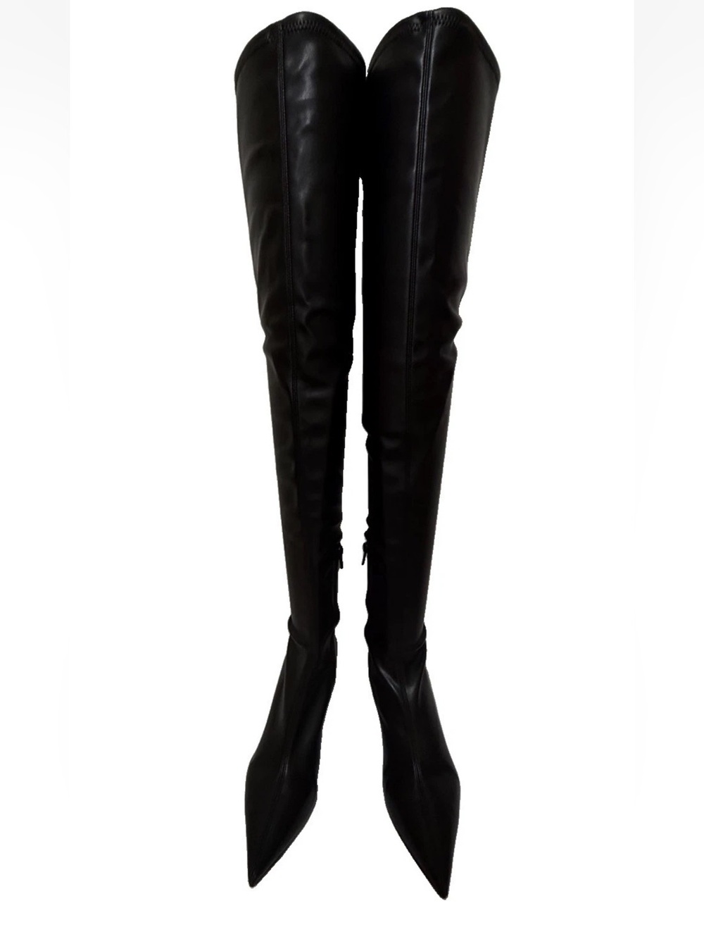 41 US9.5 Bianca Di 🇮🇹Italy Thigh High Boots As Leather 28”Shaft Heel Pointed Toe